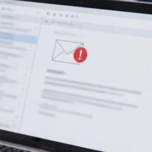 Email bounce message shown on a laptop screen with an undeliverable warning icon