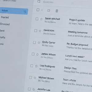 Laptop screen showing an email inbox with a Forward button highlighted, illustrating email forwarding